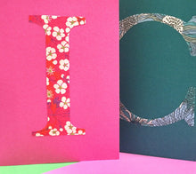 Load image into Gallery viewer, Personalised Liberty greeting card with bright coloured envelope