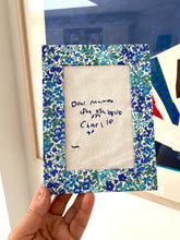 Load image into Gallery viewer, Personalised embroidery keepsake with Liberty of London mount border