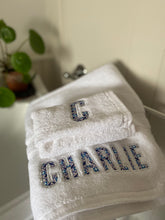 Load image into Gallery viewer, Embroidered Liberty of London personalised towel
