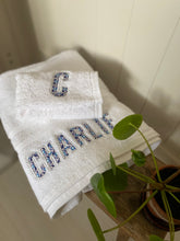 Load image into Gallery viewer, Embroidered Liberty of London personalised towel