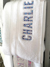 Load image into Gallery viewer, Embroidered Liberty of London personalised towel