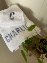 Load image into Gallery viewer, Embroidered Liberty of London personalised towel