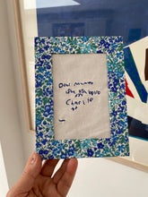 Load image into Gallery viewer, Personalised embroidery keepsake with Liberty of London mount border