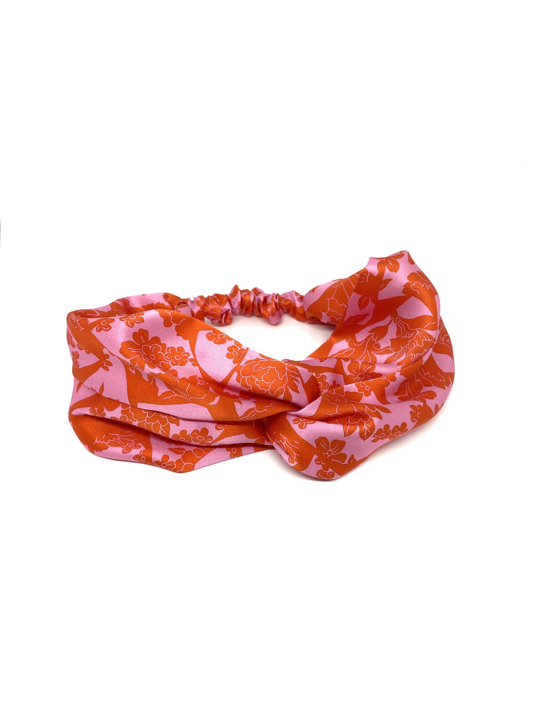 Luxurious pink and red silk Liberty knot  head band