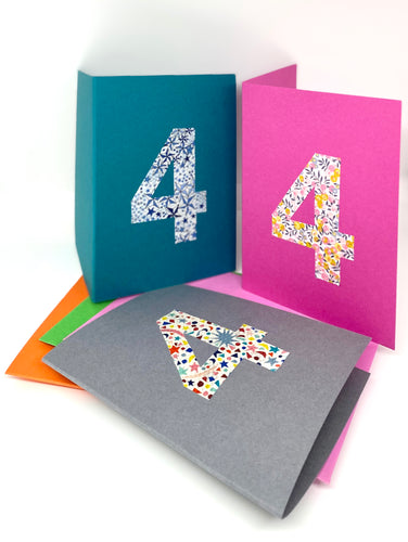 Personalised Liberty number card with bright coloured envelope