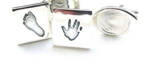 Bespoke sterling silver handprint cufflinks - footprint cufflinks