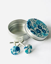 Load image into Gallery viewer, Liberty cufflinks - Liberty of London cufflinks presented in a mini metal tin finished with matching Liberty fabric