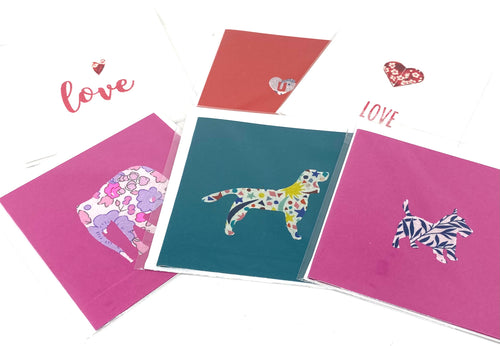 5 assorted Liberty personalised greeting cards